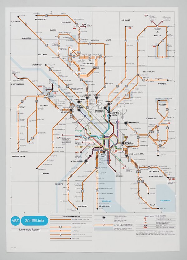 Stadtplan. VBZ Züri Linie, Liniennetz Region