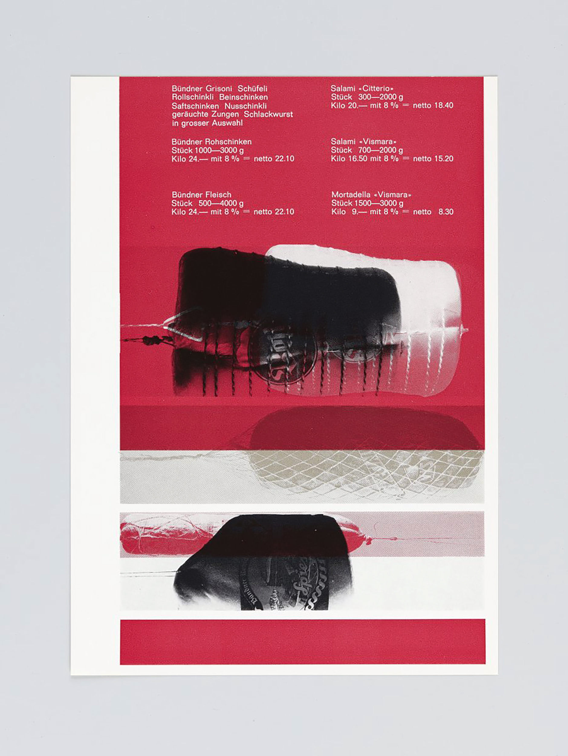 Prospekt (Werbung). Bündner Grisoni, Salami, Mortadella