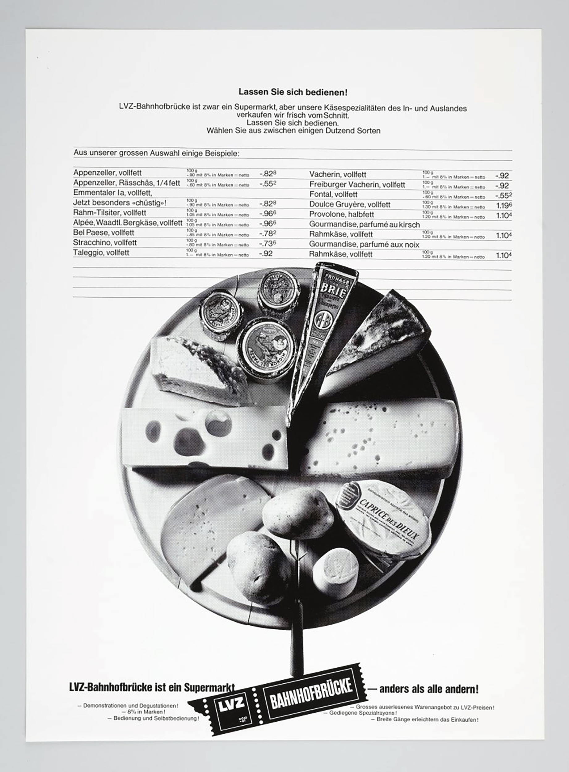 Inserat. Lassen Sie sich bedienen, Käse